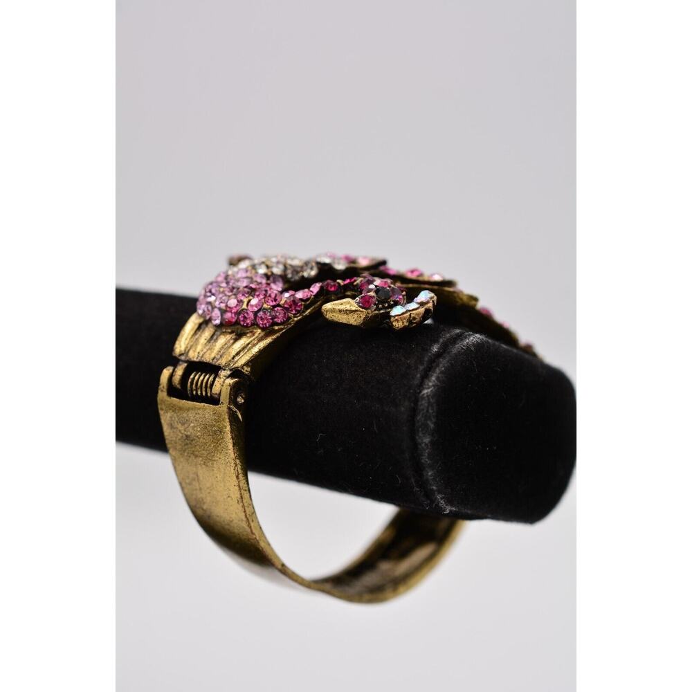 Statement Peacock Bangle Bracelet Rhinestone Crys… - image 5